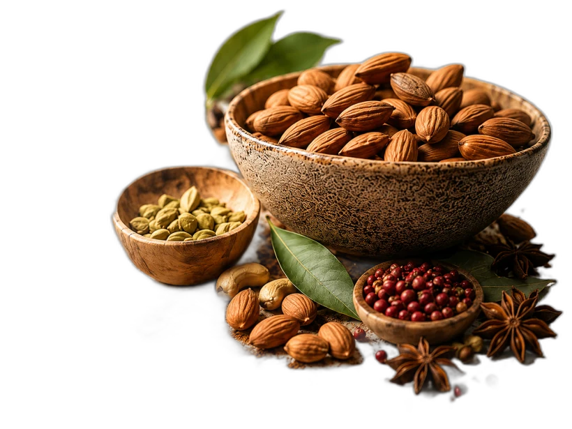 Almonds, cardamom and spices